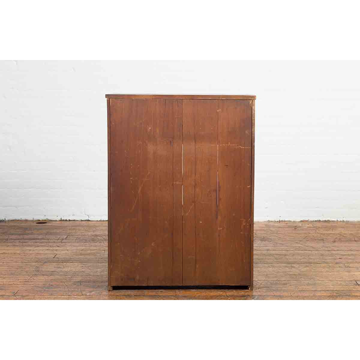 Vintage Zebra Wood Japanese Cabinet with Sliding Doors and Curving Open Shelves-10. Asian &amp; Chinese Furniture, Art, Antiques, Vintage Home Décor for sale at FEA Home