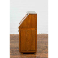 Indonesian 19th Century Handmade Slant-Front Desk with Raised Panels and Drawers