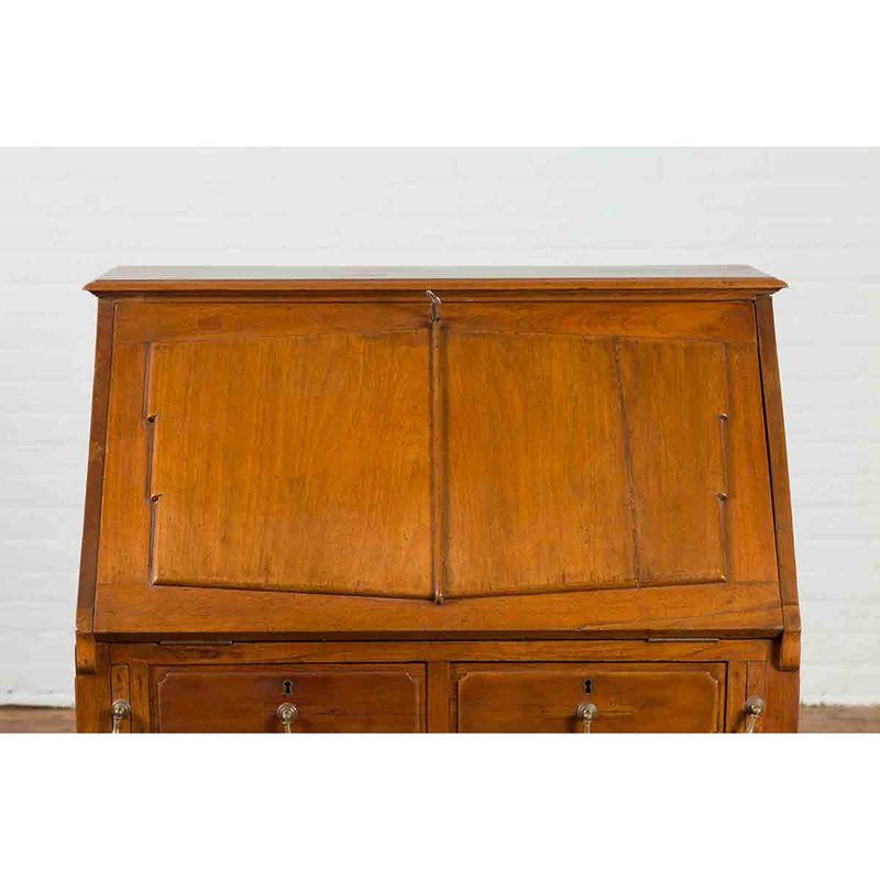 Indonesian 19th Century Handmade Slant-Front Desk with Raised Panels and Drawers-6. Asian & Chinese Furniture, Art, Antiques, Vintage Home Décor for sale at FEA Home