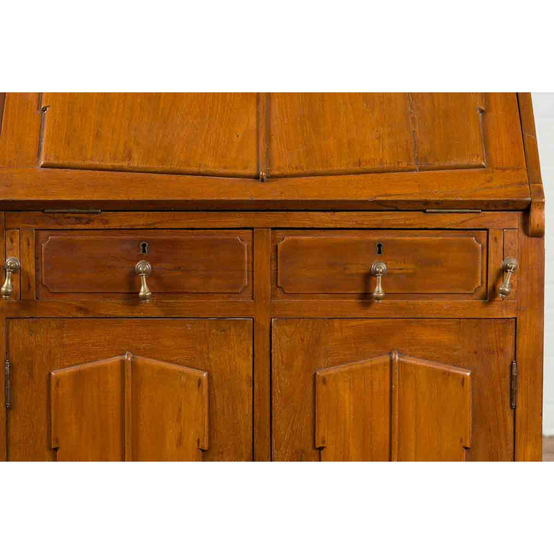 Indonesian 19th Century Handmade Slant-Front Desk with Raised Panels and Drawers-7. Asian & Chinese Furniture, Art, Antiques, Vintage Home Décor for sale at FEA Home