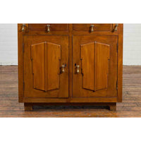 Indonesian 19th Century Handmade Slant-Front Desk with Raised Panels and Drawers