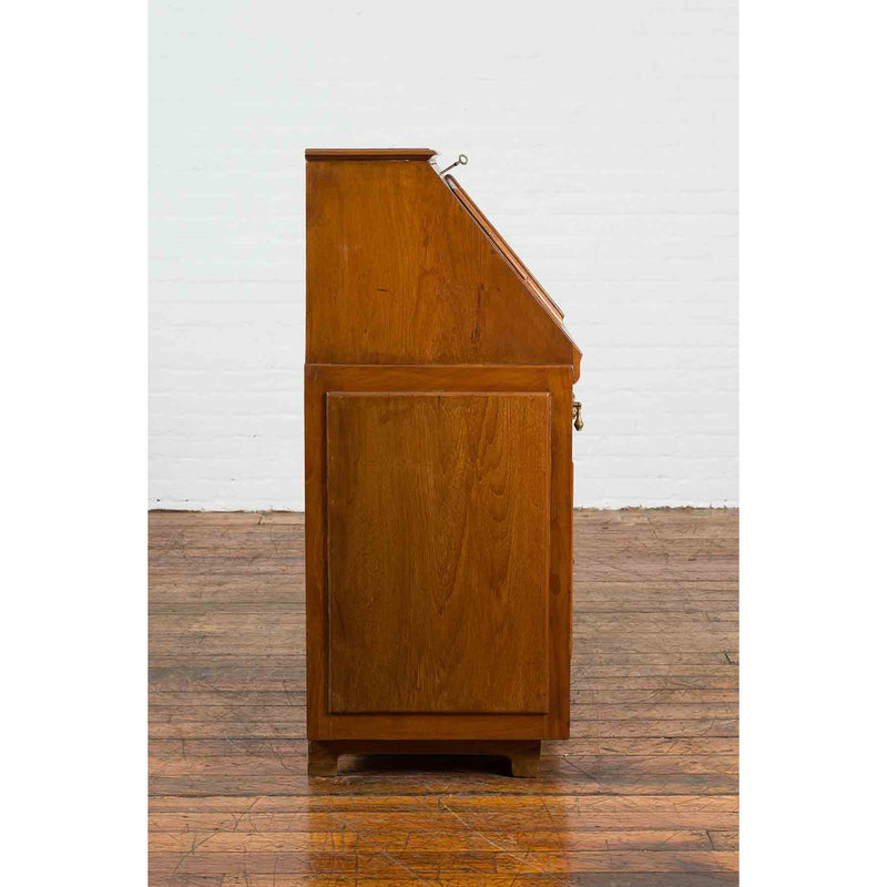 Indonesian 19th Century Handmade Slant-Front Desk with Raised Panels and Drawers-10. Asian & Chinese Furniture, Art, Antiques, Vintage Home Décor for sale at FEA Home