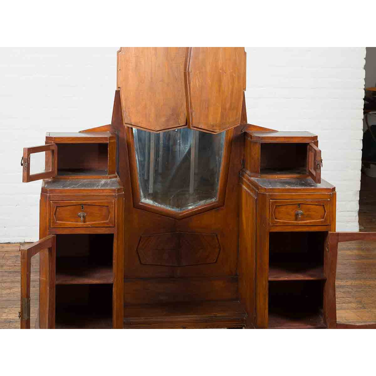 Vintage Vanity Table with Octagonal Mirrors &amp; Marble Tabletops-9. Asian &amp; Chinese Furniture, Art, Antiques, Vintage Home Décor for sale at FEA Home