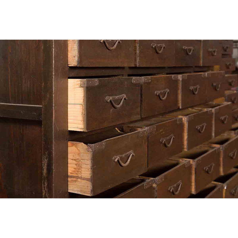 Japanese Early 20th Century Apothecary Chest with 28 Drawers and Brown Patina