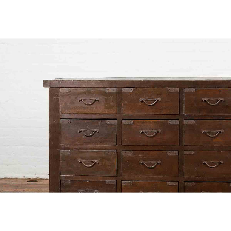 Japanese Early 20th Century Apothecary Chest with 28 Drawers and Brown Patina