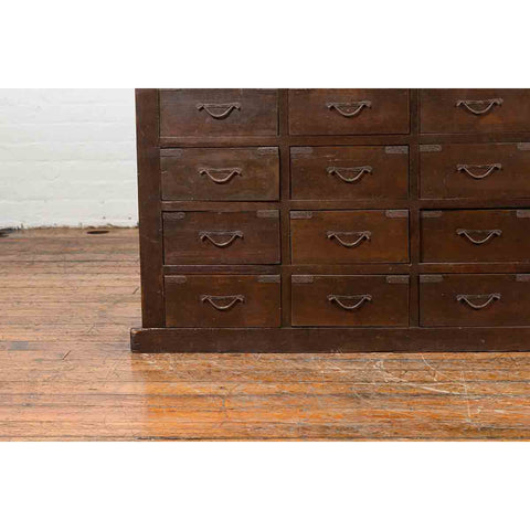 Japanese Early 20th Century Apothecary Chest with 28 Drawers and Brown Patina