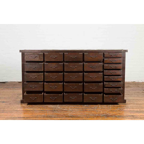 Japanese Early 20th Century Apothecary Chest with 28 Drawers and Brown Patina
