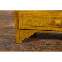 Vintage Thai Side Chest with Mustard Glaze, Five Drawers and Distressed Patina-YN7101-8. Asian & Chinese Furniture, Art, Antiques, Vintage Home Décor for sale at FEA Home