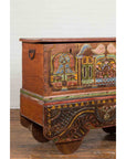 Indonesian Madurese 19th Century Polychrome Merchant's Blanket Chest on Wheels-4. Asian & Chinese Furniture, Art, Antiques, Vintage Home Décor for sale at FEA Home