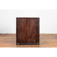 Chinese Early 20th Century Cabinet with Ink-Decorated Panels under Glass