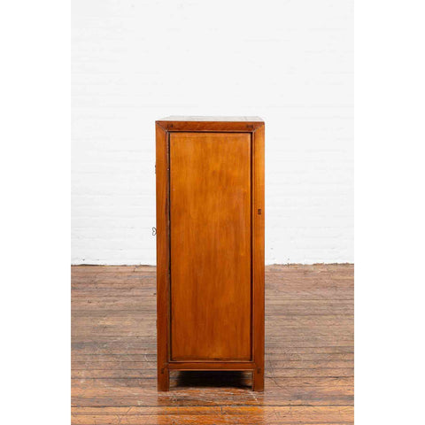 Chinese Early 20th Century Cabinet with Ink-Decorated Panels under Glass