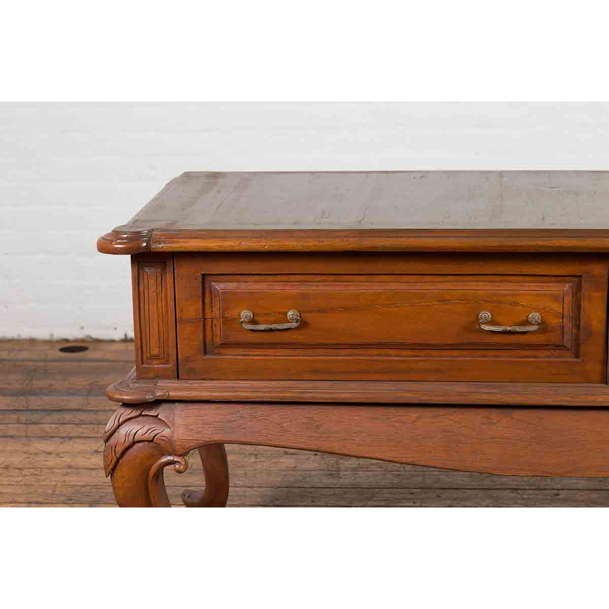 Dutch Colonial Early 20th Century Low Table with Two Drawers and Cabriole Legs-3. Asian &amp; Chinese Furniture, Art, Antiques, Vintage Home Décor for sale at FEA Home