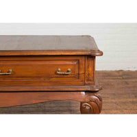 Dutch Colonial Early 20th Century Low Table with Two Drawers and Cabriole Legs