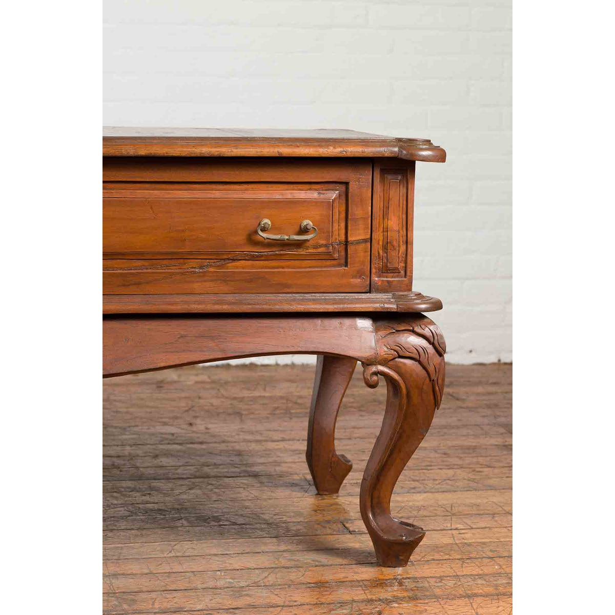 Dutch Colonial Early 20th Century Low Table with Two Drawers and Cabriole Legs-6. Asian &amp; Chinese Furniture, Art, Antiques, Vintage Home Décor for sale at FEA Home