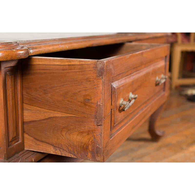 Dutch Colonial Early 20th Century Low Table with Two Drawers and Cabriole Legs-YN7114-9. Asian & Chinese Furniture, Art, Antiques, Vintage Home Décor for sale at FEA Home