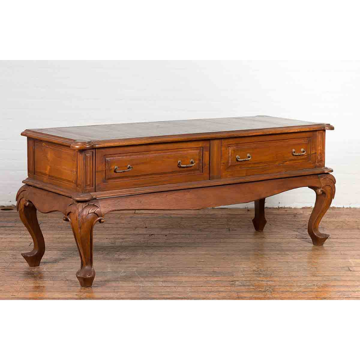 Dutch Colonial Early 20th Century Low Table with Two Drawers and Cabriole Legs-10. Asian &amp; Chinese Furniture, Art, Antiques, Vintage Home Décor for sale at FEA Home