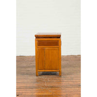 Chinese Vintage Two-Toned Side Table with Single Drawer and Double Doors