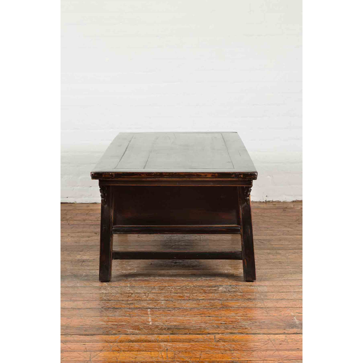 Chinese Qing Dynasty 19th Century Black Lacquer Coffee Table with Two Drawers-16. Asian &amp; Chinese Furniture, Art, Antiques, Vintage Home Décor for sale at FEA Home