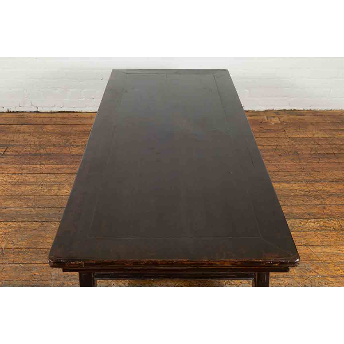 Chinese Qing Dynasty 19th Century Black Lacquer Coffee Table with Two Drawers-17. Asian &amp; Chinese Furniture, Art, Antiques, Vintage Home Décor for sale at FEA Home