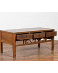 Chinese Vintage Coffee Table with Three Carved Drawers and Openwork Apron-6. Asian & Chinese Furniture, Art, Antiques, Vintage Home Décor for sale at FEA Home