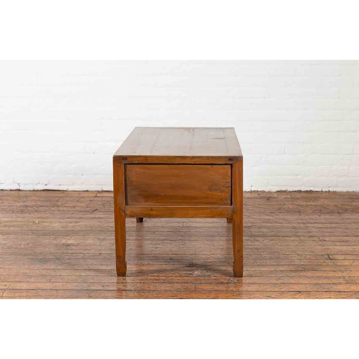 Chinese Vintage Coffee Table with Three Carved Drawers and Openwork Apron-13. Asian &amp; Chinese Furniture, Art, Antiques, Vintage Home Décor for sale at FEA Home