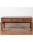 Chinese Vintage Coffee Table with Three Carved Drawers and Openwork Apron-15. Asian & Chinese Furniture, Art, Antiques, Vintage Home Décor for sale at FEA Home