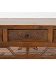 Chinese Vintage Coffee Table with Three Carved Drawers and Openwork Apron-9. Asian & Chinese Furniture, Art, Antiques, Vintage Home Décor for sale at FEA Home