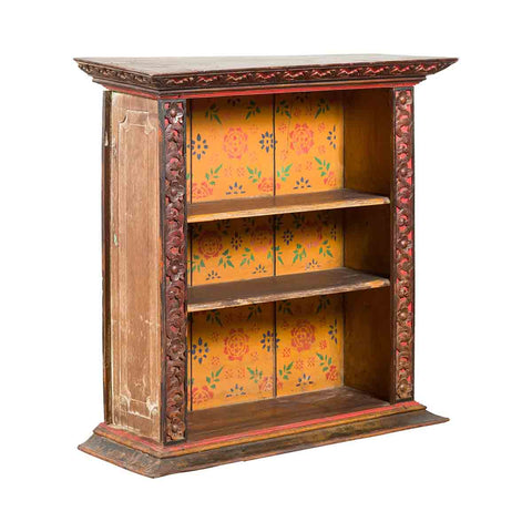 Antique Indian 19th Century Wall Display Cabinet with Carved Floral Motifs- Asian Antiques, Vintage Home Decor & Chinese Furniture - FEA Home