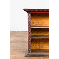 Antique Indian 19th Century Wall Display Cabinet with Carved Floral Motifs