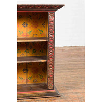 Antique Indian 19th Century Wall Display Cabinet with Carved Floral Motifs
