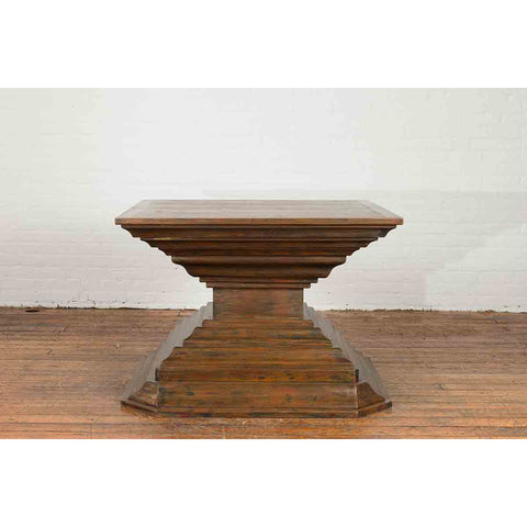 Indonesian Vintage Pagan Dynasty Style Pyramid-Shaped Console Pedestal Table
