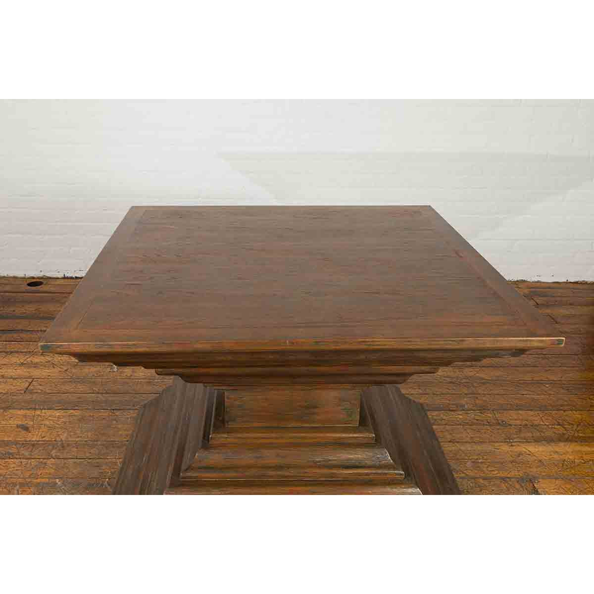 Indonesian Vintage Pagan Dynasty Style Pyramid-Shaped Console Pedestal Table-13. Asian &amp; Chinese Furniture, Art, Antiques, Vintage Home Décor for sale at FEA Home