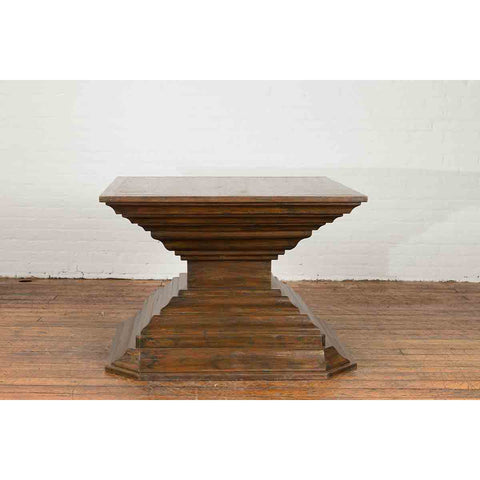 Indonesian Vintage Pagan Dynasty Style Pyramid-Shaped Console Pedestal Table-4. Asian & Chinese Furniture, Art, Antiques, Vintage Home Décor for sale at FEA Home
