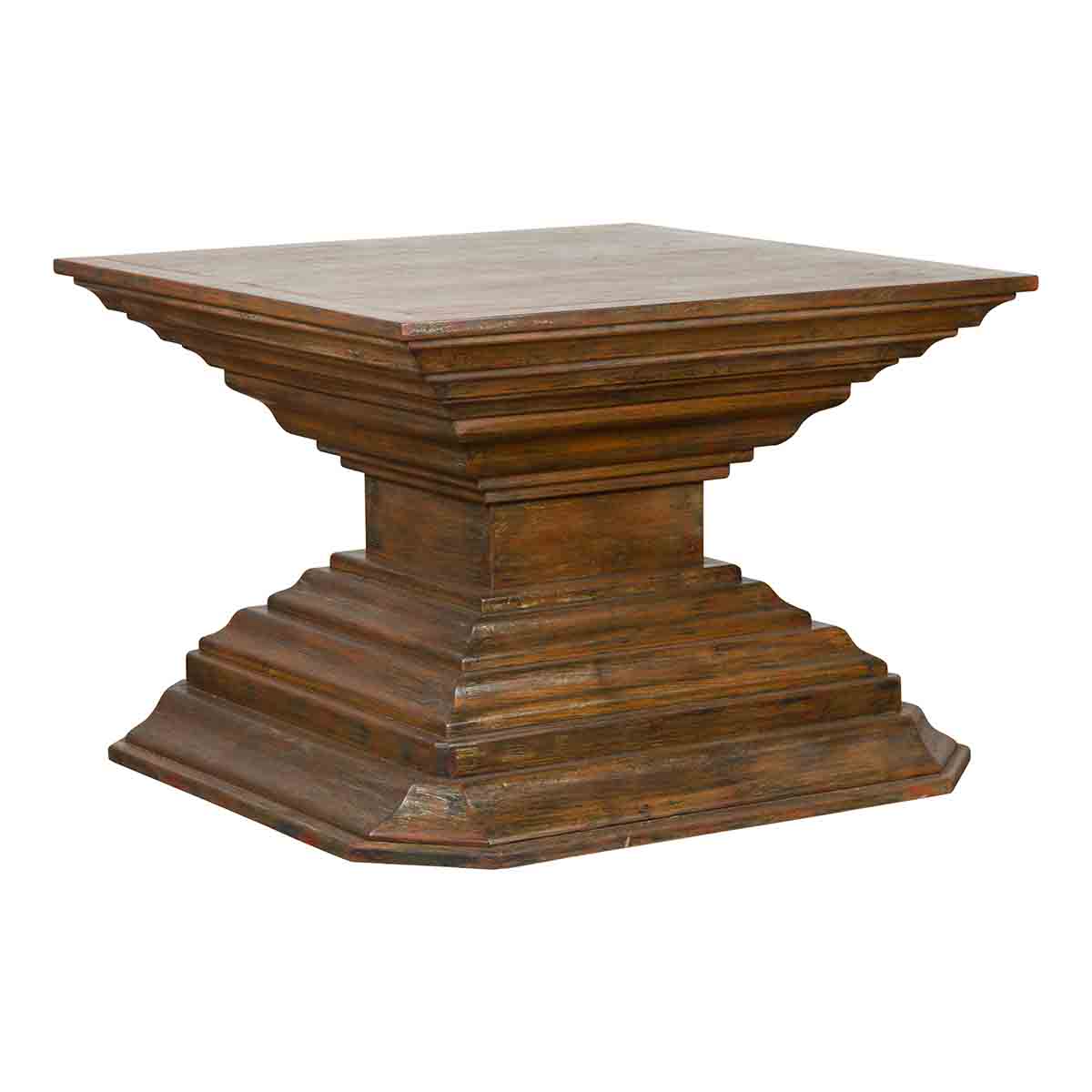 Indonesian Vintage Pagan Dynasty Style Pyramid-Shaped Console Pedestal Table-1. Asian & Chinese Furniture, Art, Antiques, Vintage Home Décor for sale at FEA Home