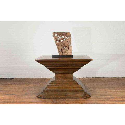 Indonesian Vintage Pagan Dynasty Style Pyramid-Shaped Console Pedestal Table