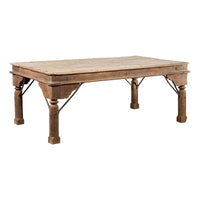 Indian Dining Table with Distressed Patina, Iron Details and Baluster Legs
