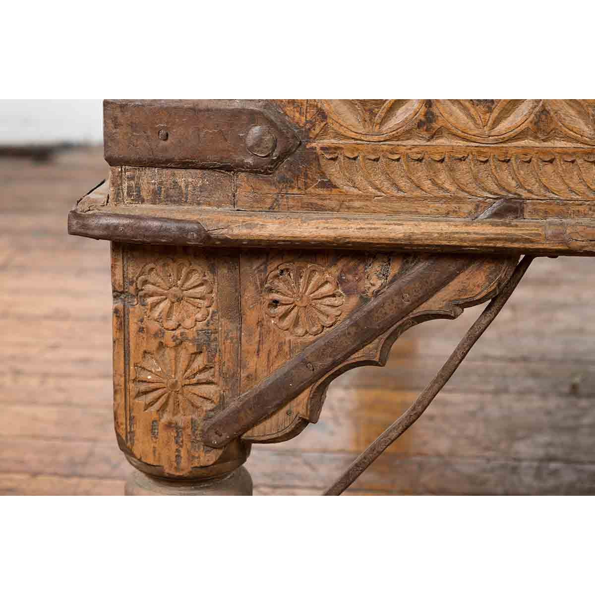 Oversized Antique Temple Door with Studs Made into a Carved Coffee Table-9. Asian &amp; Chinese Furniture, Art, Antiques, Vintage Home Décor for sale at FEA Home