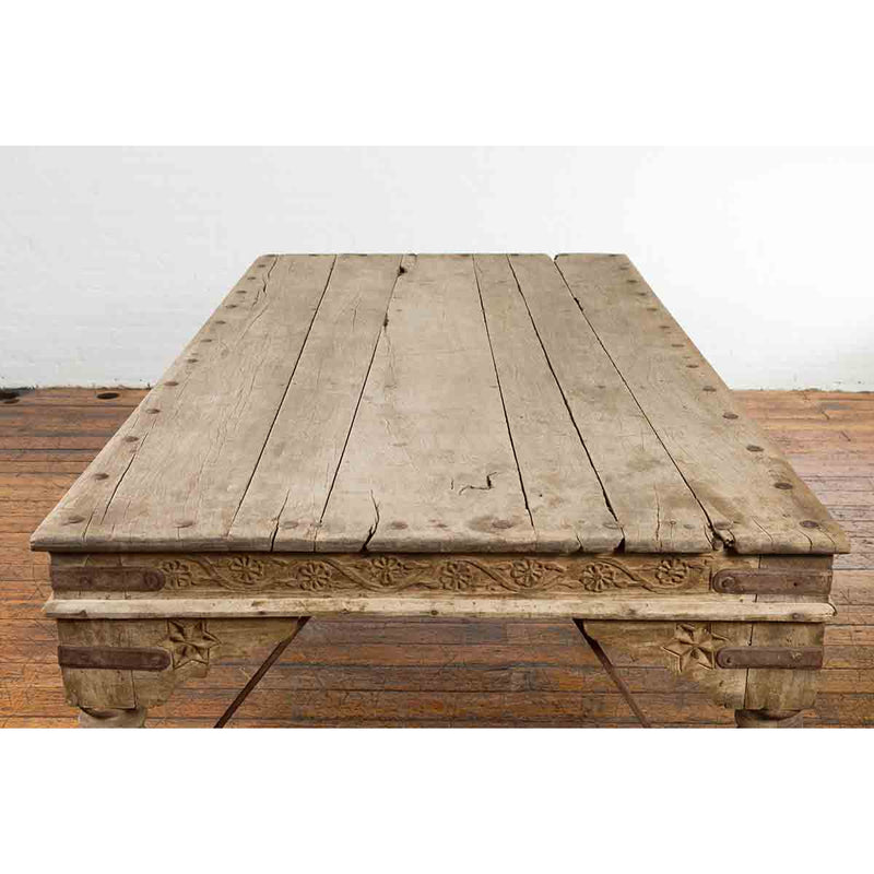 Antique Indian Courtyard Door Bleached and Converted into a Coffee Table-YN7123-13. Asian & Chinese Furniture, Art, Antiques, Vintage Home Décor for sale at FEA Home