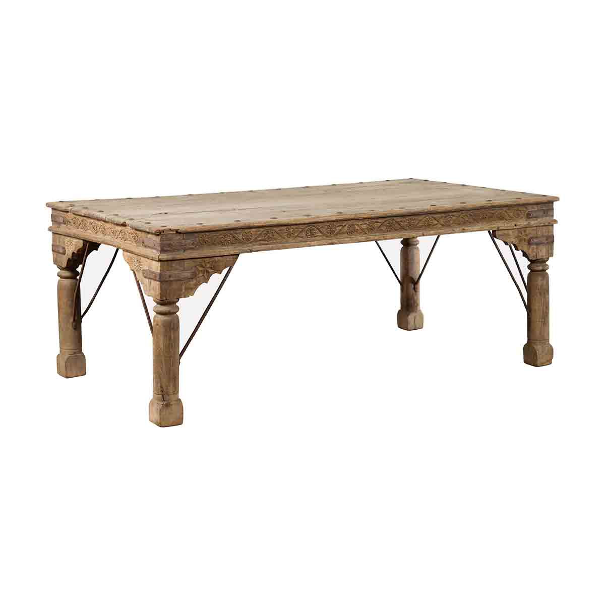 Antique Indian Courtyard Door Bleached and Converted into a Coffee Table-1. Asian & Chinese Furniture, Art, Antiques, Vintage Home Décor for sale at FEA Home