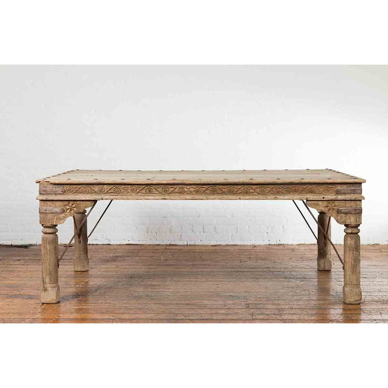 Antique Indian Courtyard Door Bleached and Converted into a Coffee Table-YN7123-3. Asian & Chinese Furniture, Art, Antiques, Vintage Home Décor for sale at FEA Home