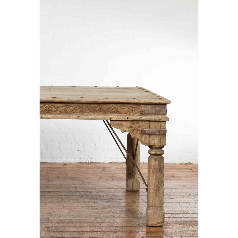 Antique Indian Courtyard Door Bleached and Converted into a Coffee Table-YN7123-7. Asian & Chinese Furniture, Art, Antiques, Vintage Home Décor for sale at FEA Home