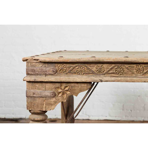 Antique Indian Courtyard Door Bleached and Converted into a Coffee Table-YN7123-8. Asian & Chinese Furniture, Art, Antiques, Vintage Home Décor for sale at FEA Home