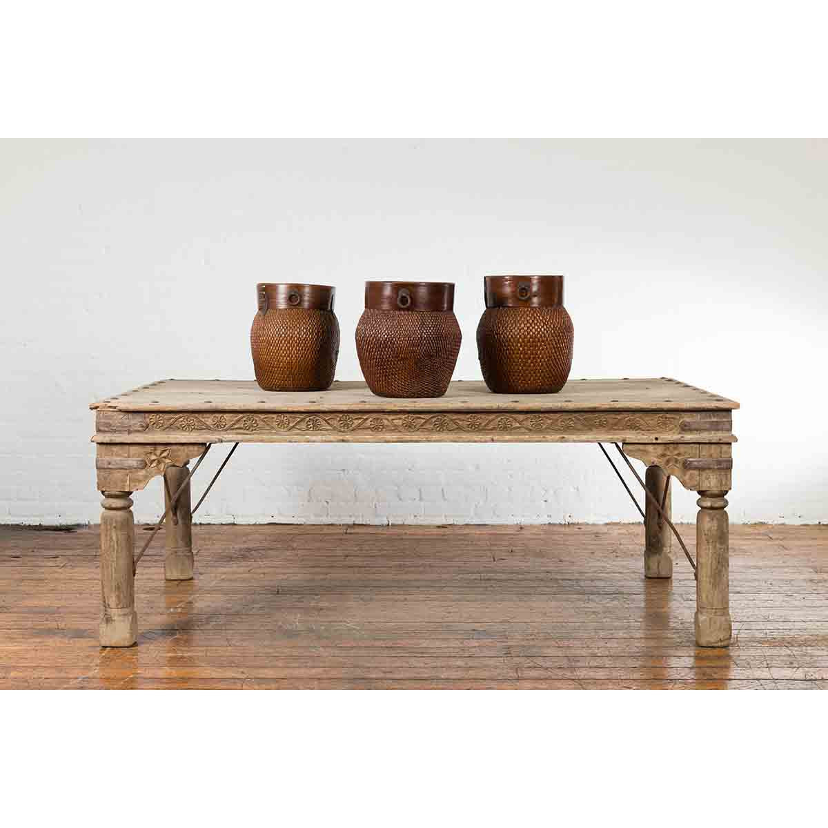 Antique Indian Courtyard Door Bleached and Converted into a Coffee Table-5. Asian &amp; Chinese Furniture, Art, Antiques, Vintage Home Décor for sale at FEA Home