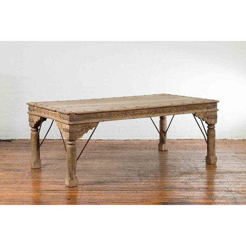 Antique Indian Courtyard Door Bleached and Converted into a Coffee Table-YN7123-2. Asian & Chinese Furniture, Art, Antiques, Vintage Home Décor for sale at FEA Home