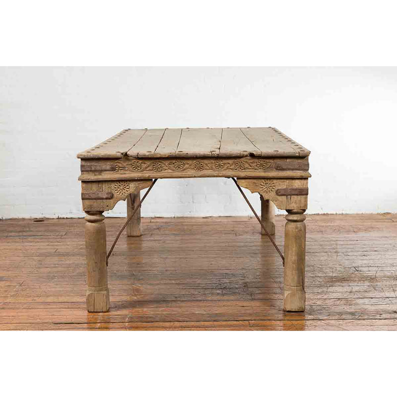 Antique Indian Courtyard Door Bleached and Converted into a Coffee Table-YN7123-11. Asian & Chinese Furniture, Art, Antiques, Vintage Home Décor for sale at FEA Home
