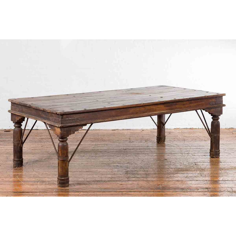 Antique Indian Courtyard Door Panel from Rajasthan Made into a Coffee Table-YN7125-10. Asian & Chinese Furniture, Art, Antiques, Vintage Home Décor for sale at FEA Home