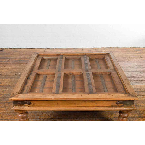 19th Century Indian Paneled Door with Iron Accents Converted into a Coffee Table-YN7129-11. Asian & Chinese Furniture, Art, Antiques, Vintage Home Décor for sale at FEA Home