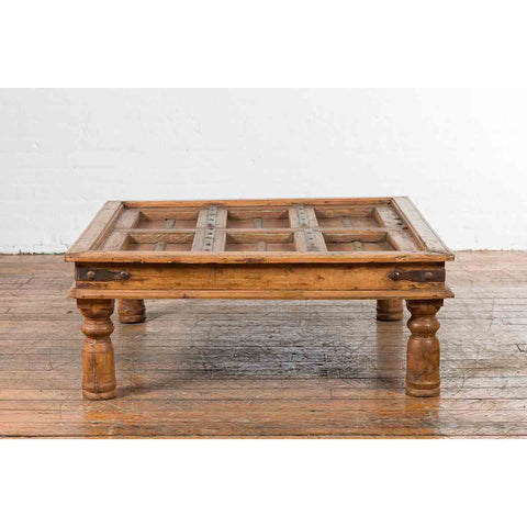 19th Century Indian Paneled Door with Iron Accents Converted into a Coffee Table-YN7129-13. Asian & Chinese Furniture, Art, Antiques, Vintage Home Décor for sale at FEA Home