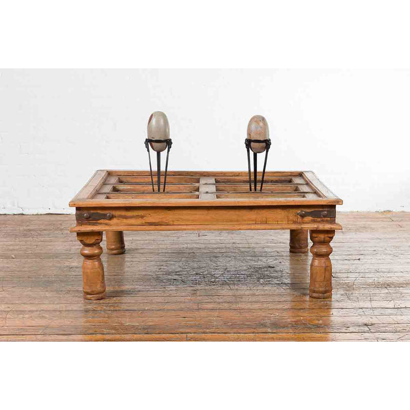 19th Century Indian Paneled Door with Iron Accents Converted into a Coffee Table-YN7129-3. Asian & Chinese Furniture, Art, Antiques, Vintage Home Décor for sale at FEA Home