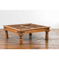 19th Century Indian Paneled Door with Iron Accents Converted into a Coffee Table